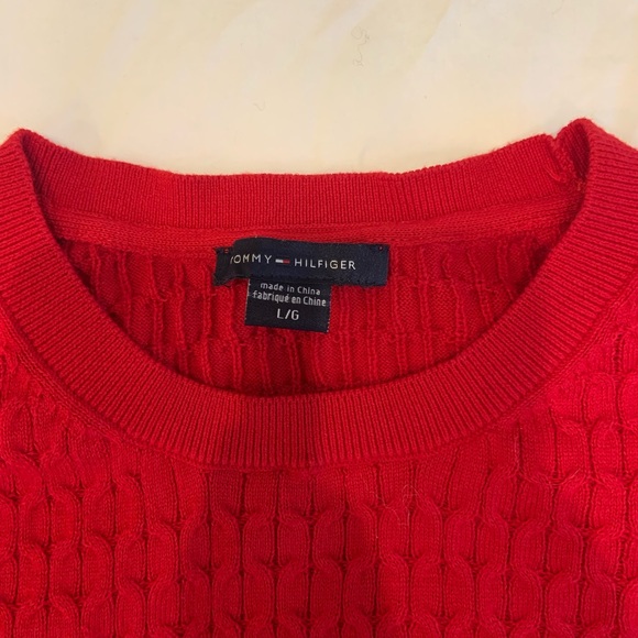 Tommy Hilfiger 99% cotton red cableknit sweater - Picture 3 of 5